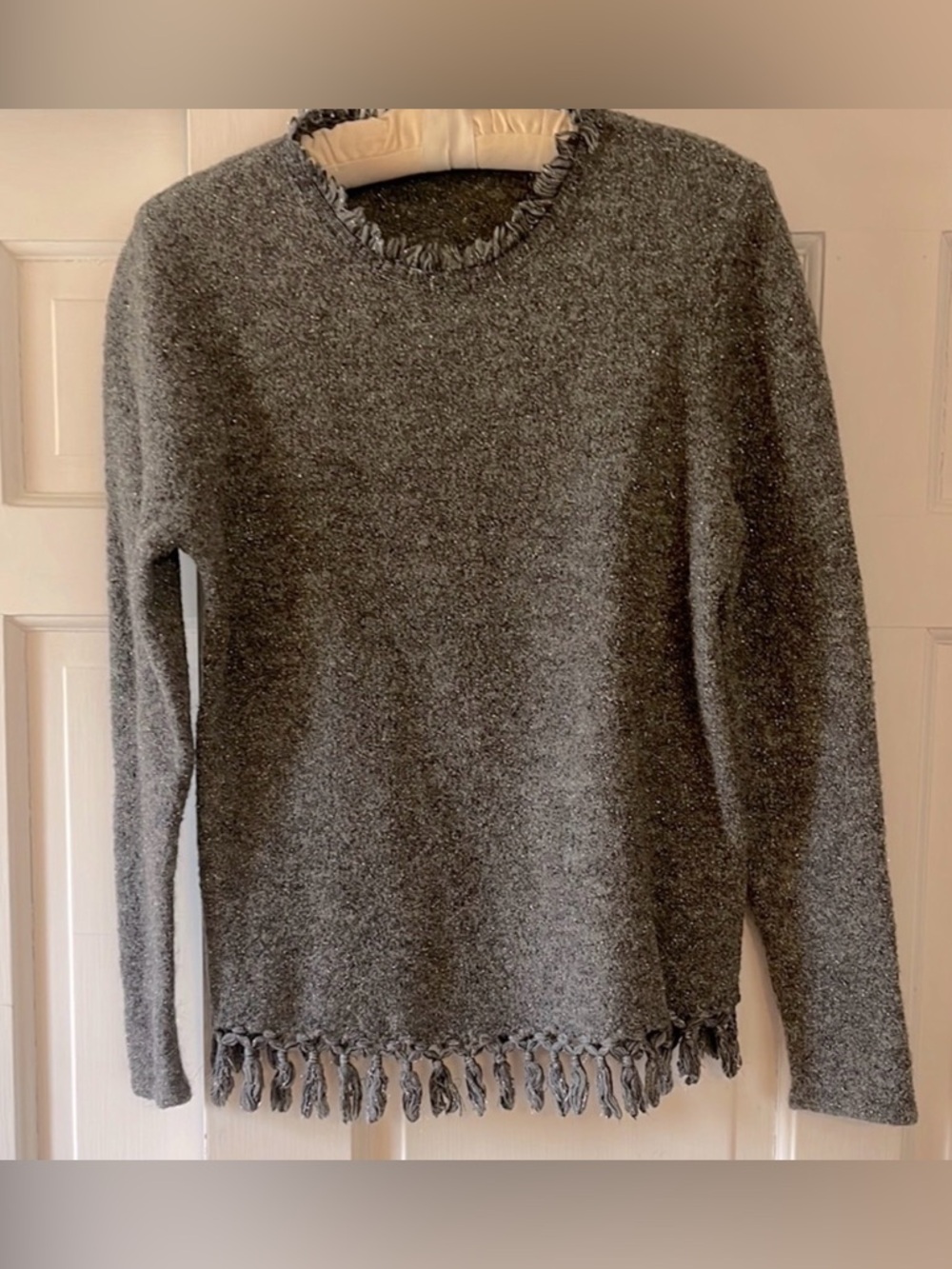 J. McLaughlin sparkly tassel hem wool sweater